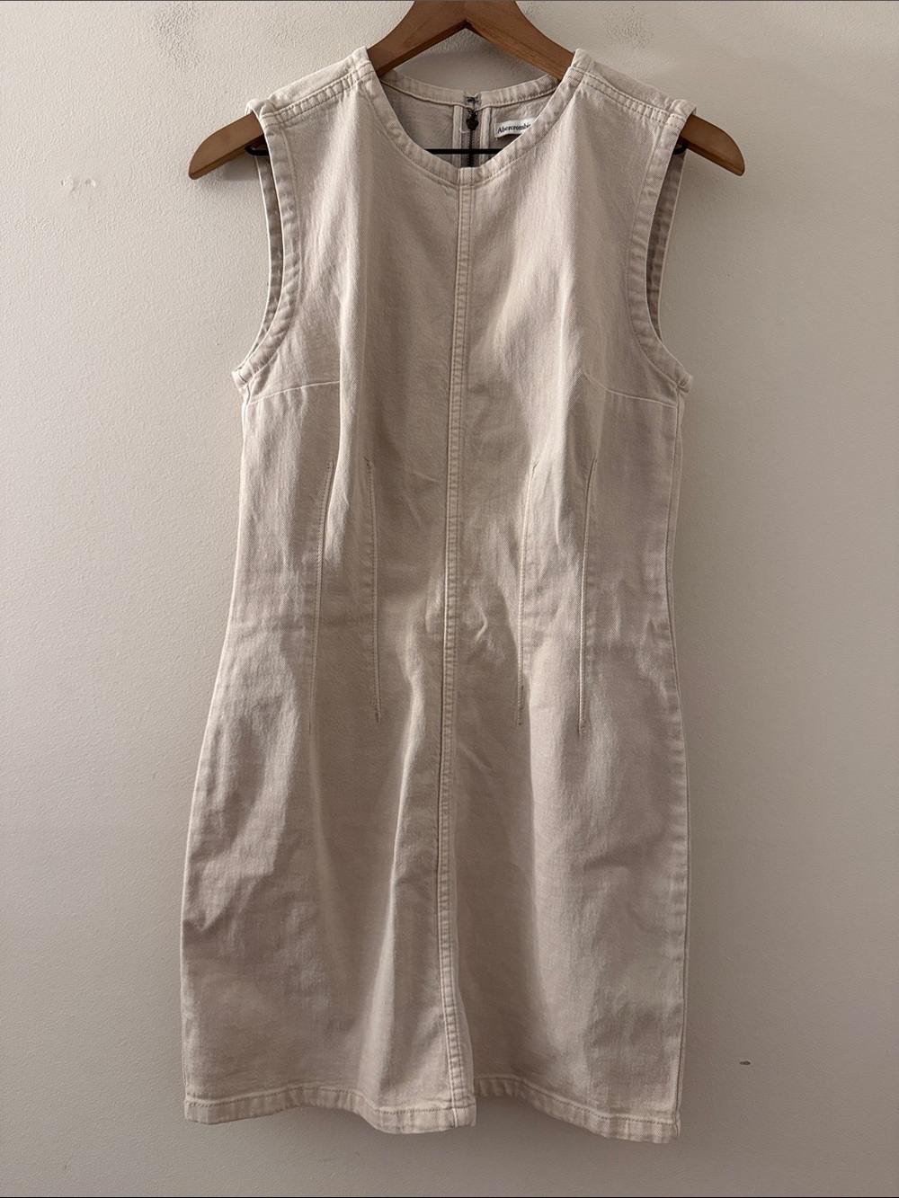 Abercrombie cream Denim Dress sleeveless pintuck S